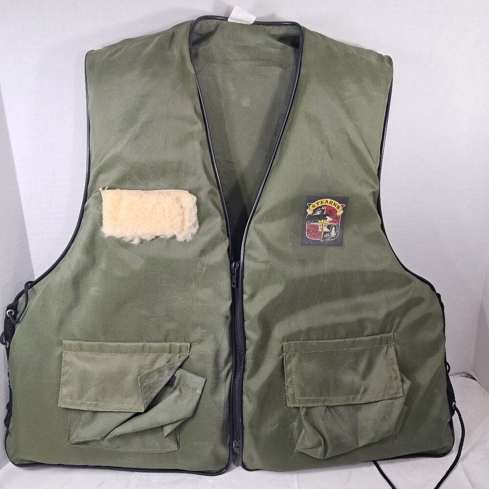 Vintage Stearns fishing vest‎ Type III OD Green Boat Life Jacket Adult universal